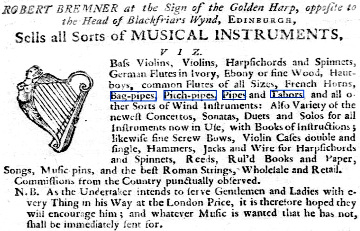 1754 Edinburgh advertisement 