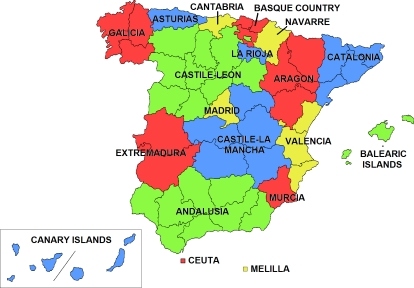 map of Spanish regions